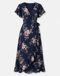 Floral Wrap Midi Dress