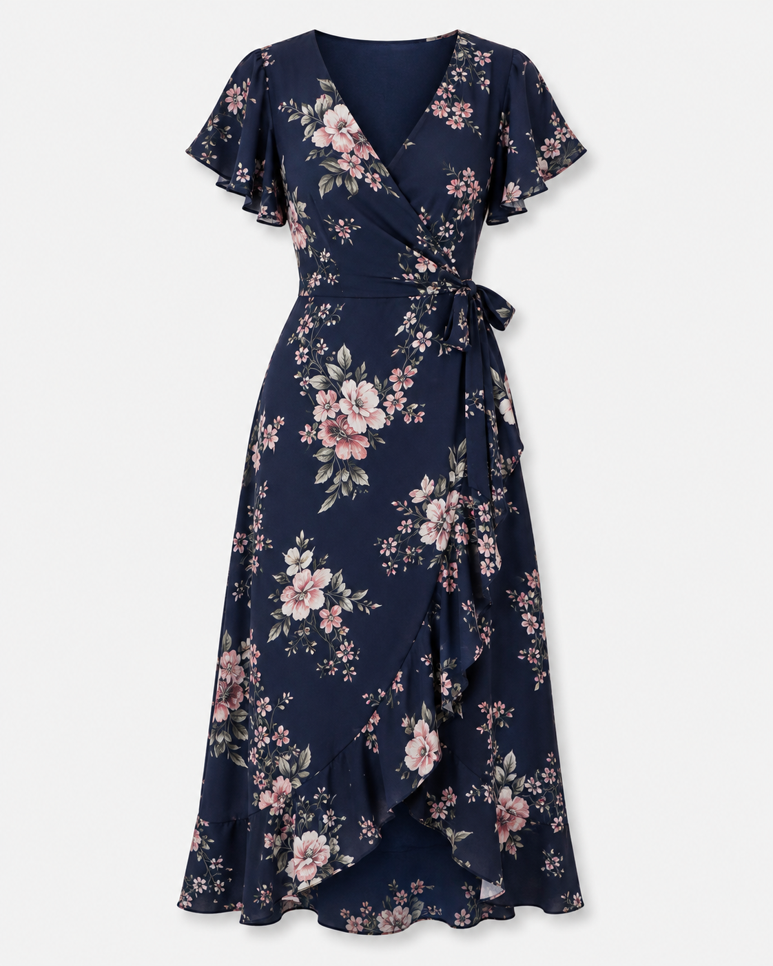 Floral Wrap Midi Dress