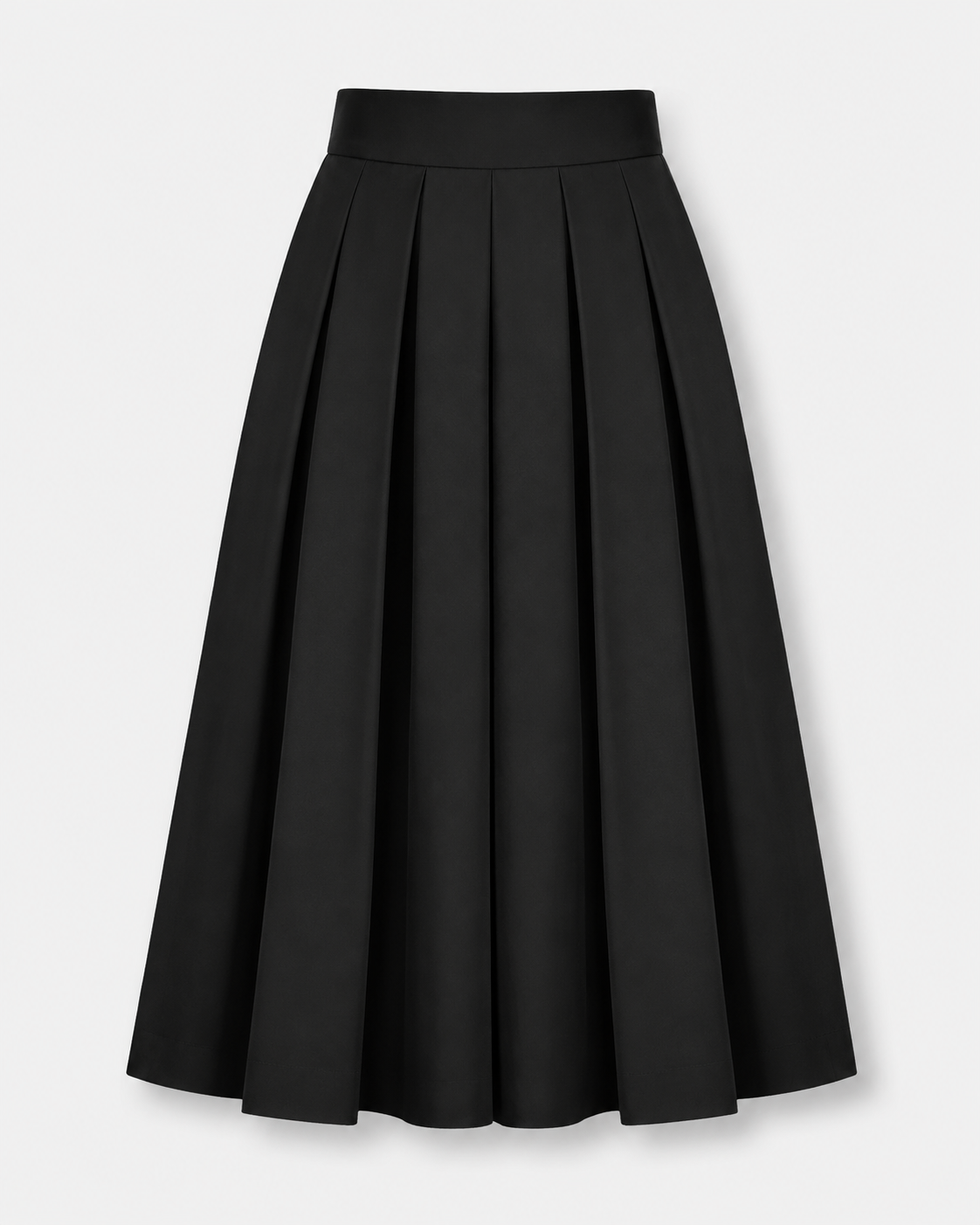 Classic High-Waisted Pleated Midi Skirt