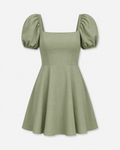 Square Neck Puff Sleeve Mini Dress