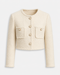 Pearl Button Tweed Cropped Jacket